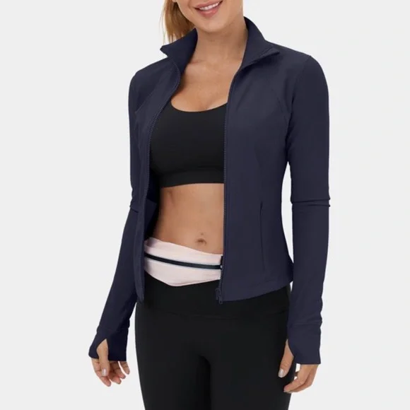 Halara Patitoff Flow Pet Hair Resistant Full Zip Cropped Jacket Inkling Blue L - Picture 3 of 5